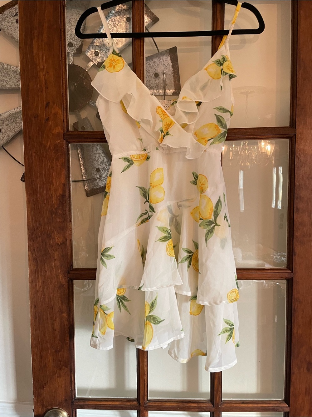 Japna White Mini Dress with Yellow Lemon Print